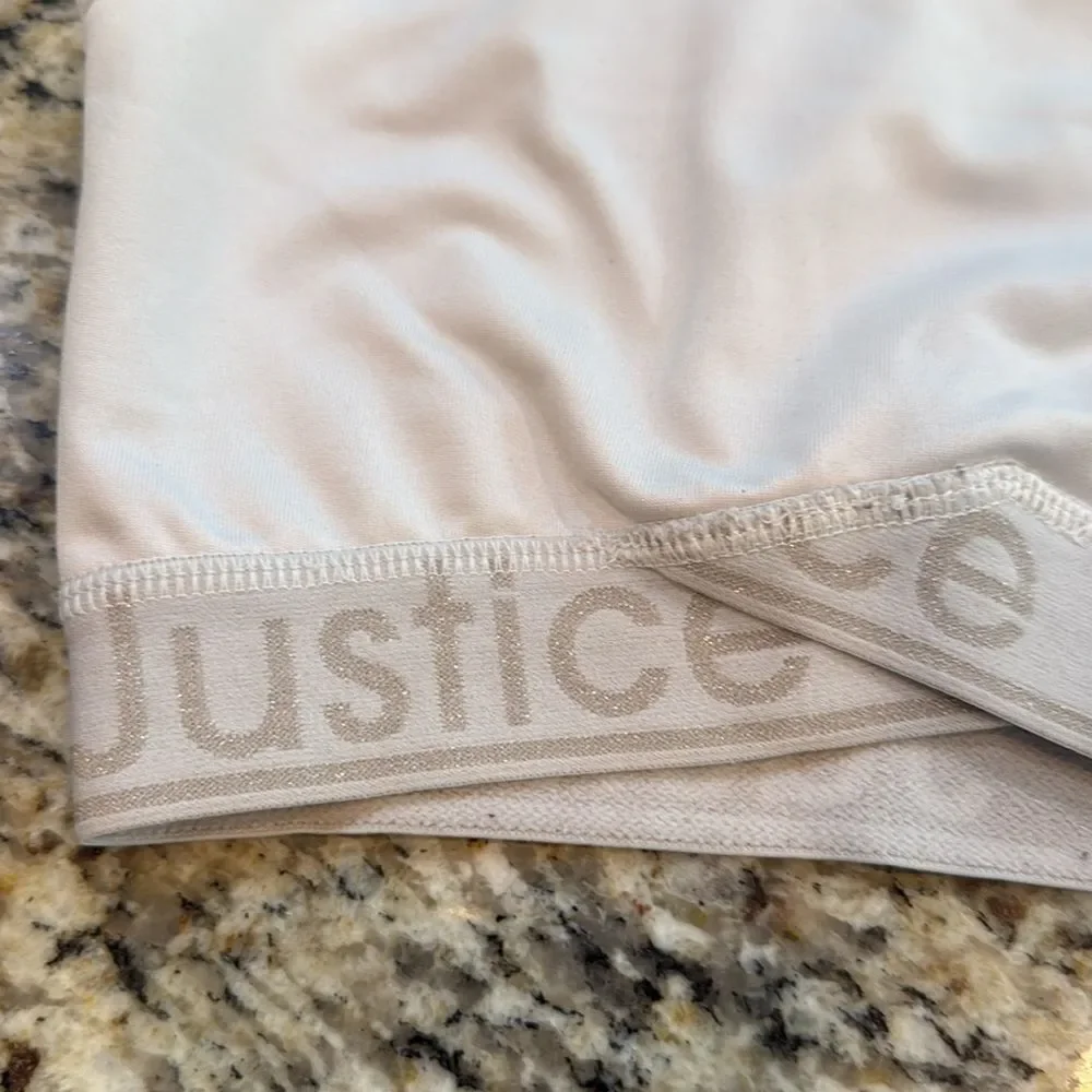 Justice White Tank Top sports bra with Logo Band size 28